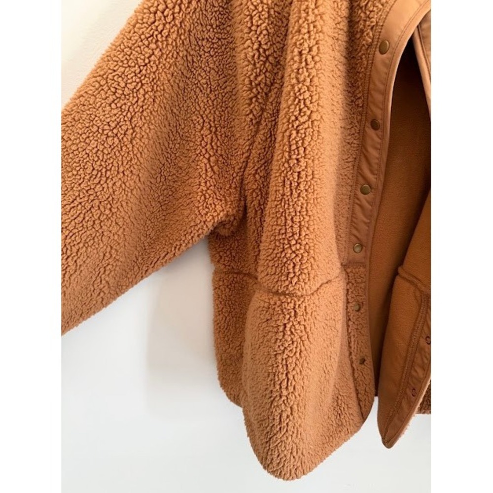 Cozy Sonoma Sherpa Fleece Jacket Womens 1X Brown Teddy Snap Front Mock Neck Soft - Picture 6 of 9